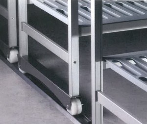 mobile cold room shelving with casters in special channel